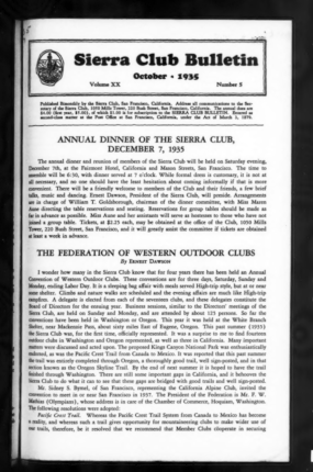 Sierra Club Bulletin 1935 Vol 20 No 5 October cover